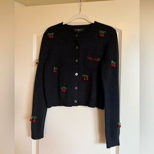 Teddy fresh cherry on top cardigan, size medium